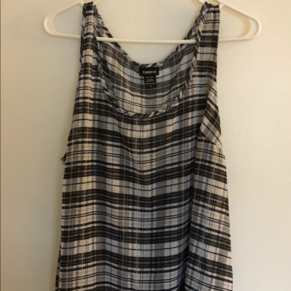 Black/White Checkered Hi Low Tank Top